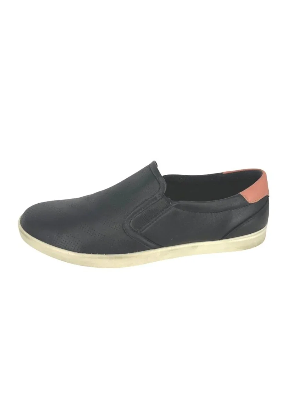 ECCO Leisure Black Leather Perforated Slip On Sneakers Heel Size 9-9.5 US